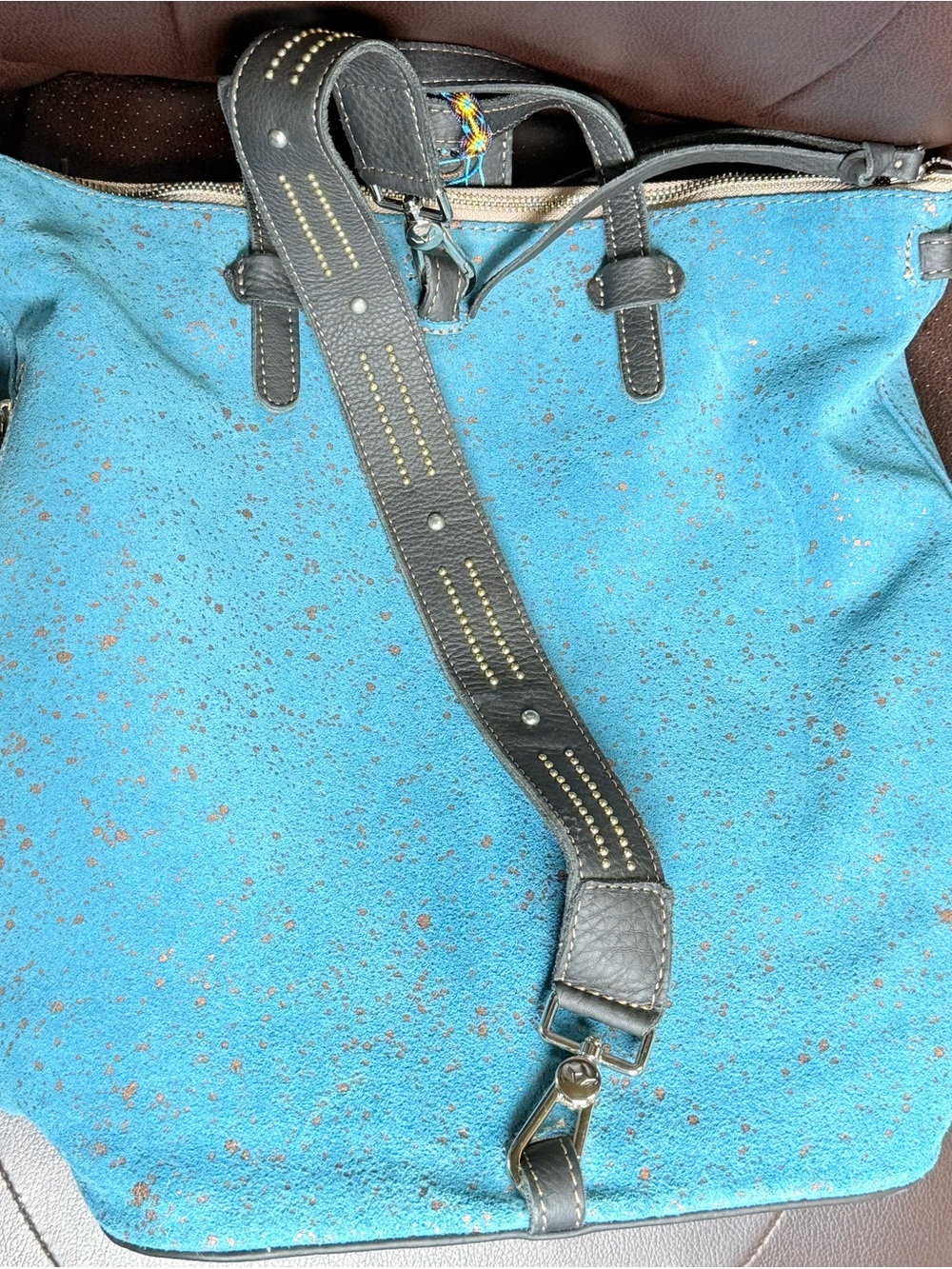 Consuela Nilo Sling Blue Bucket Leather Bag - Picture 11 of 14